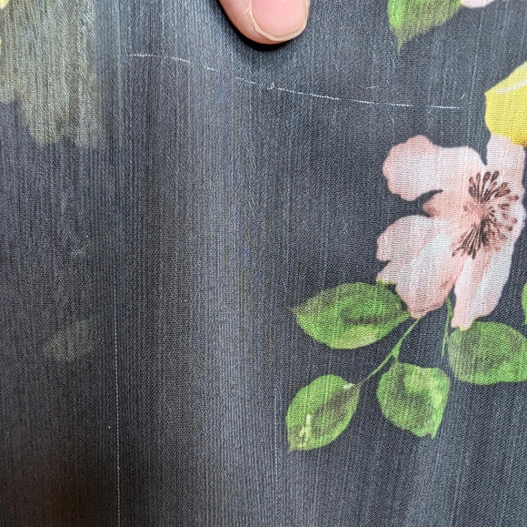 Disney Princess XS Women's Black Floral Chiffon Lined Maxi Dress Belted - Picture 13 of 13